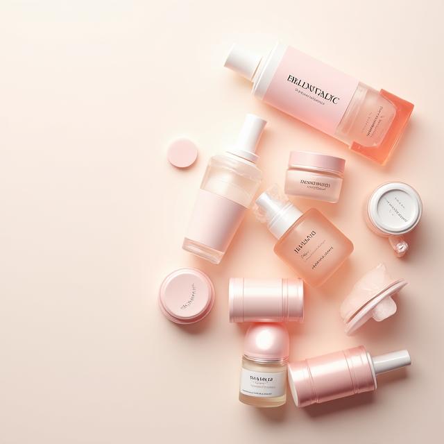 Artistic arrangement of cosmetic products